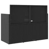 fekete polyrattan kerti pad párnával