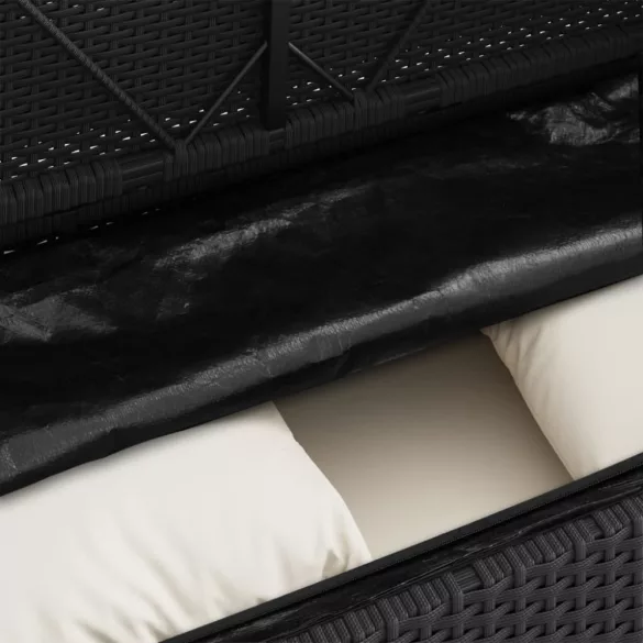 fekete polyrattan kerti pad párnával