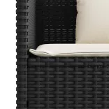fekete polyrattan kerti pad párnával