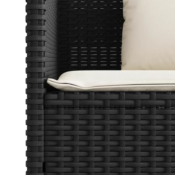 fekete polyrattan kerti pad párnával