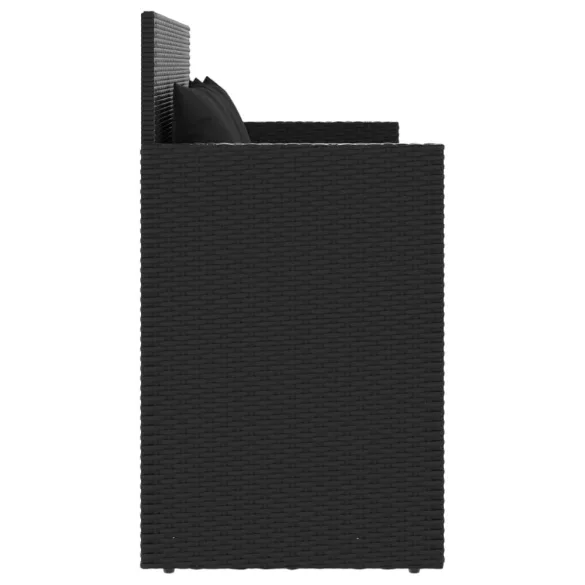fekete polyrattan kerti pad párnával