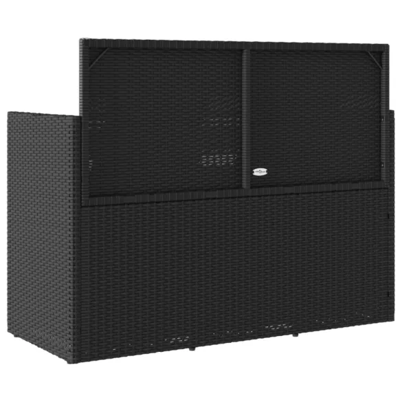 fekete polyrattan kerti pad párnával