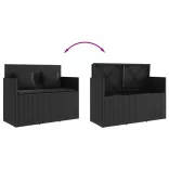 fekete polyrattan kerti pad párnával