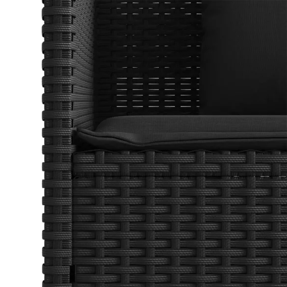 fekete polyrattan kerti pad párnával