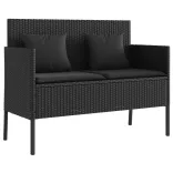 fekete polyrattan kerti pad párnával