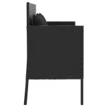 fekete polyrattan kerti pad párnával