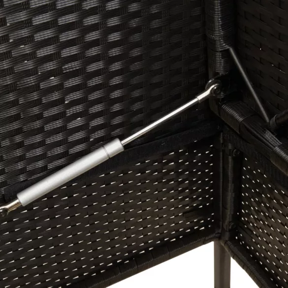 fekete polyrattan kerti pad párnával