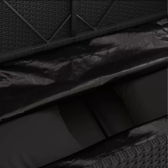 fekete polyrattan kerti pad párnával