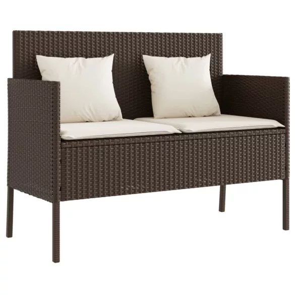 barna polyrattan kerti pad párnákkal