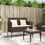 barna polyrattan kerti pad párnákkal