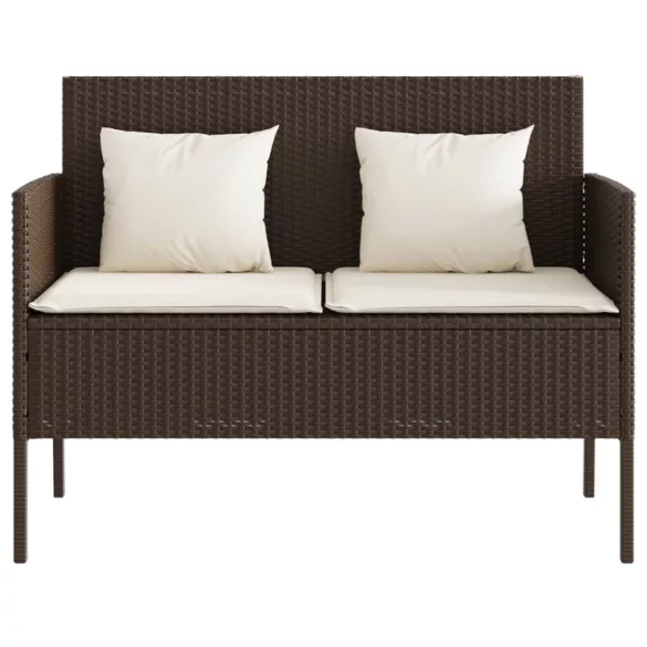 barna polyrattan kerti pad párnákkal