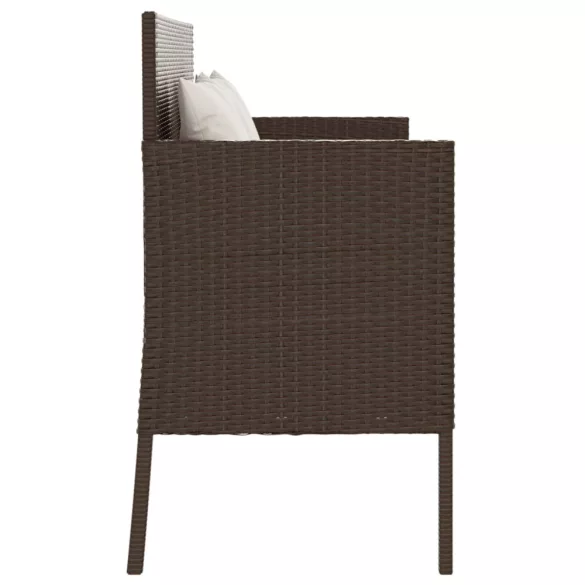 barna polyrattan kerti pad párnákkal