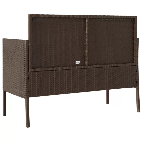 barna polyrattan kerti pad párnákkal