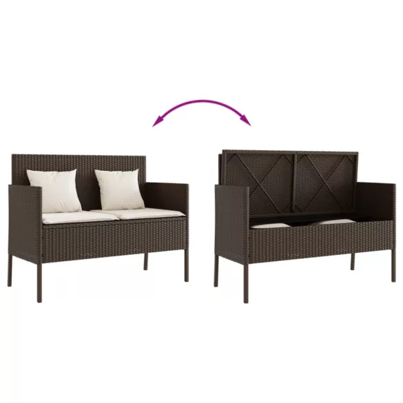barna polyrattan kerti pad párnákkal