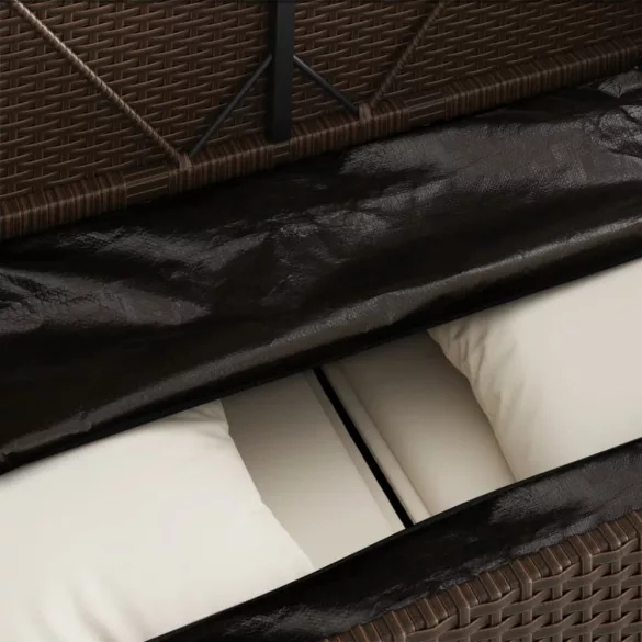 barna polyrattan kerti pad párnákkal