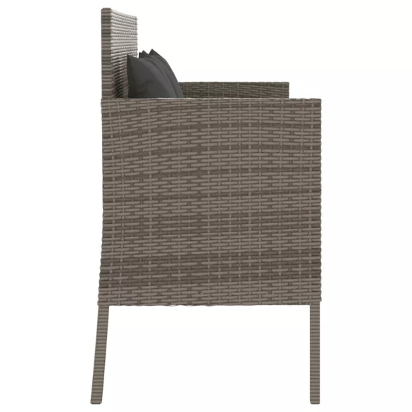 szürke polyrattan akácfa kerti pad párnával