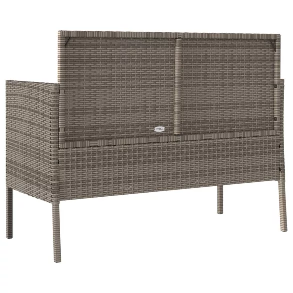 szürke polyrattan akácfa kerti pad párnával