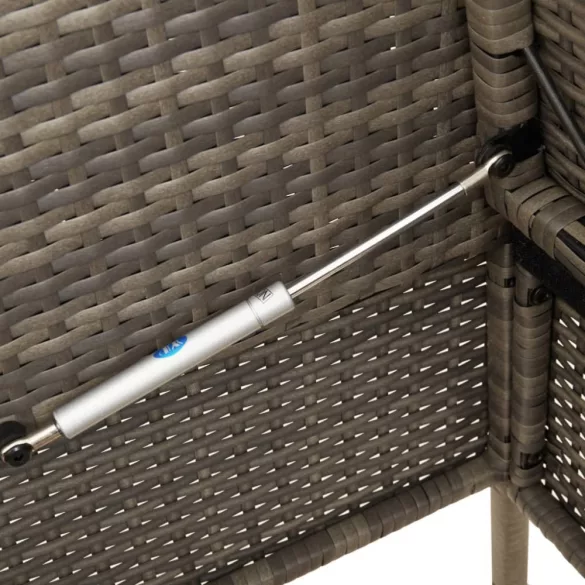 szürke polyrattan akácfa kerti pad párnával