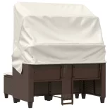 2 személyes barna polyrattan kerti kanapé baldachinnal/székkel