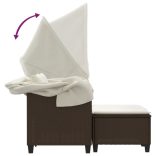 2 személyes barna polyrattan kerti kanapé baldachinnal/székkel