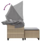 2 személyes bézs polyrattan kerti kanapé baldachinnal/székkel