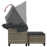 2 személyes szürke polyrattan kerti kanapé baldachinnal/székkel