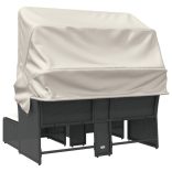 2 személyes fekete polyrattan kerti kanapé baldachinnal/székkel