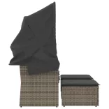 2 személyes szürke polyrattan kerti kanapé baldachinnal/székkel