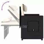 fekete polyrattan dönthető kerti pad párnával