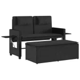 fekete polyrattan dönthető kerti pad párnával