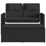 fekete polyrattan dönthető kerti pad párnával