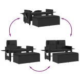 fekete polyrattan dönthető kerti pad párnával