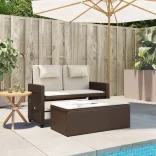 barna polyrattan dönthető kerti pad párnával