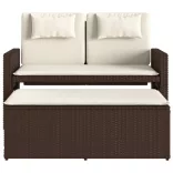 barna polyrattan dönthető kerti pad párnával