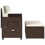 barna polyrattan dönthető kerti pad párnával