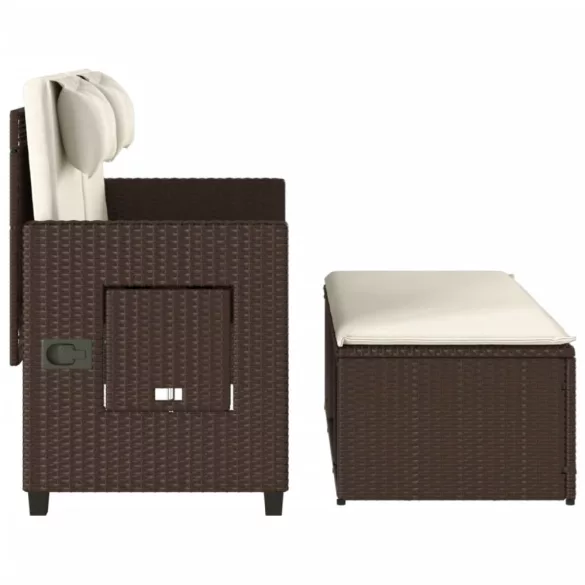 barna polyrattan dönthető kerti pad párnával