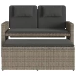 szürke polyrattan dönthető kerti pad párnával