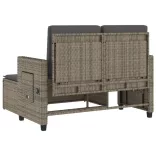 szürke polyrattan dönthető kerti pad párnával