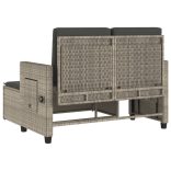 világosszürke polyrattan dönthető kerti pad párnával