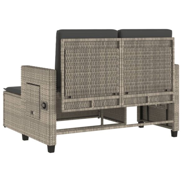 világosszürke polyrattan dönthető kerti pad párnával