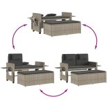 világosszürke polyrattan dönthető kerti pad párnával