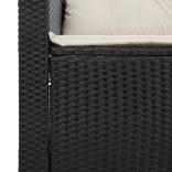 fekete 3 személyes polyrattan kerti kanapé párnákkal