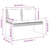 fekete polyrattan és akácfa kerti pad párnával