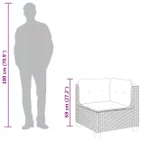 szürke polyrattan kerti sarokkanapé párnával