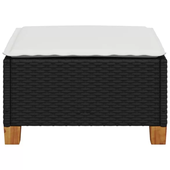 fekete polyrattan kerti szék párnával 63,5 x 56 x 32 cm