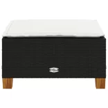 fekete polyrattan kerti szék párnával 63,5 x 56 x 32 cm