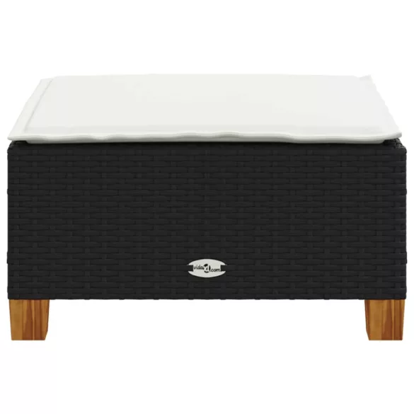 fekete polyrattan kerti szék párnával 63,5 x 56 x 32 cm