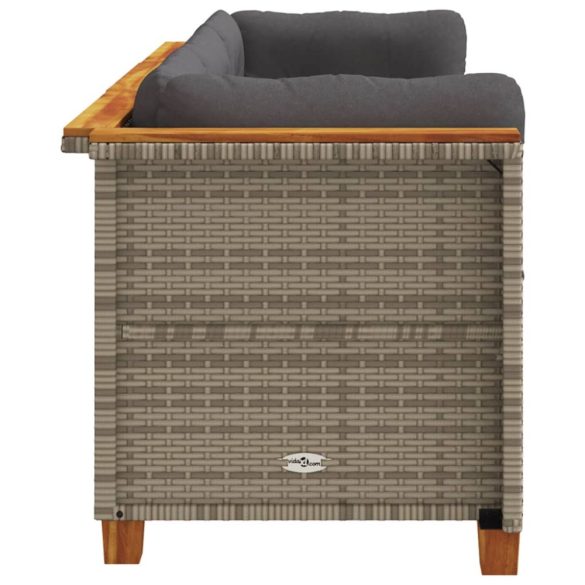 3 személyes szürke polyrattan kerti kanapé párnával