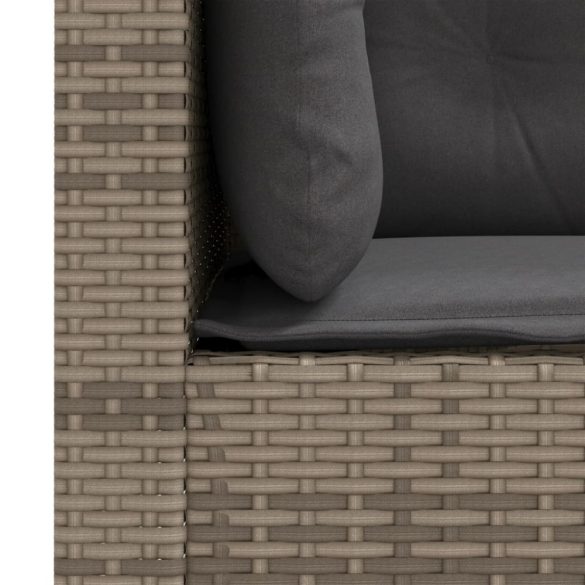 3 személyes szürke polyrattan kerti kanapé párnával