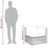 szürke polyrattan kerti sarokkanapé párnával